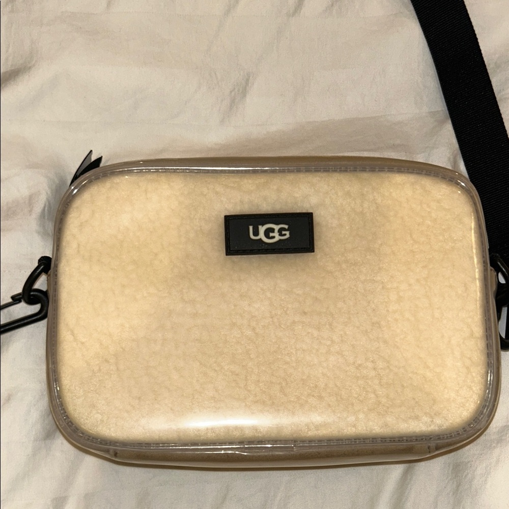 UGG Shearling Crossbody Bag with Clear Overlay